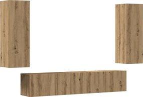 vidaXL 4 τεμαχίων σετ επίτοιχου ντουλαπιού τηλεόρασης Artisan Oak