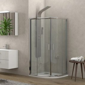 Karag New Flora 200 Καμπίνα Ντουζιέρας Ημικυκλική Clear Glass  με Συρόμενη Πόρτα 90x90x180cm Χρωμέ