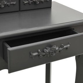 vidaXL Μπουντουάρ με Σκαμπό Γκρι 50 x 59 x 136 εκ. από Ξύλο Παυλώνιας