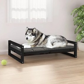 Κρεβάτι Σκύλου Μαύρο 105,5x75,5x28 εκ. από Μασίφ Ξύλο Πεύκου