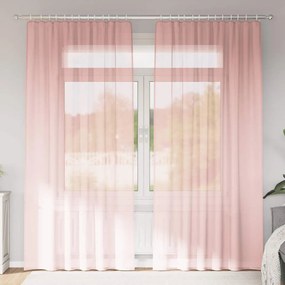 vidaXL Voile κουρτίνες με τσέπες ράβδου 2 τεμάχια Ροζ