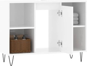 vidaXL Ντουλάπι Μπάνιου Γυαλ. Λευκό 80 x 33 x 60 εκ. από Επεξεργ. Ξύλο