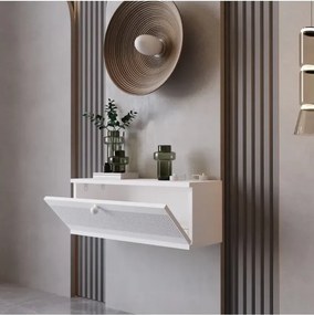 Κονσόλα τοίχου με πόρτα από 100% MDF Λευκό 69x26x24 cm