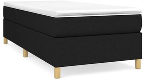 vidaXL Κρεβάτι Boxspring με Στρώμα Μαύρο 90x200 εκ. Υφασμάτινο