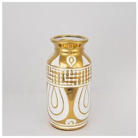 Βάζο Κεραμικό Λευκό &amp; Χρυσό 14x14x28cm 752-20074 Estheti-752-20074-Λευκό-Χρυσό 752-20074