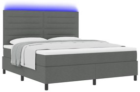 vidaXL Κρεβάτι με ελατήρια και στρώμα & φωτιστικό LED - Σκούρο Γκρι - 180 x 200 εκ Υφάσματος