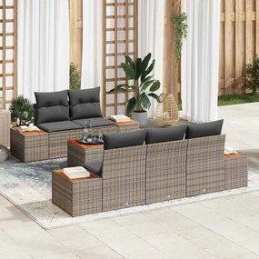 vidaXL Σετ Καναπέ Κήπου με μαξιλάρι 6 pcs Γκρι Πολυ ράταν