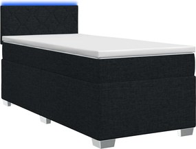 vidaXL Κρεβάτι Box Spring με Στρώμα και LED Μαύρο 80 x 200 cm Ύφασμα