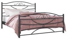 Metal Bed Ramon Ανθρακί, 160x190 εκ., Με σχέδιο στο ποδαρικό