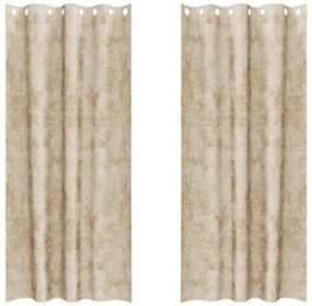 vidaXL Κουρτίνα με κουρτίνες 2 pcs Κρεμ 225 x 140 εκ. Βελούδο