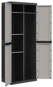 vidaXL Ντουλάπι Αποθ. Εξ. Χώρου Γκρι/Μαύρο 65x37x165εκ. Πολυπροπυλένιο