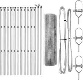 vidaXL Στύλος Περιφράξεων Ασημί 25 x 0,4 μ (12 x 12 mm δικτύωση)