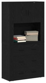 vidaXL Υψηλός Μπουφές Μαύρος Δρυός 80x33x150 εκ. Επεξεργασμένο Ξύλο