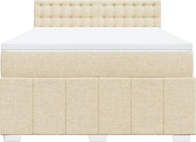 vidaXL Κρεβάτι Boxspring με Στρώμα Κρεμ 140x200 εκ. Υφασμάτινο