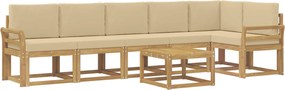 vidaXL Σειρά Καναπέ Εξωτερικού 7 pcs Λευκό και Μπεζ Πολυεστέρας