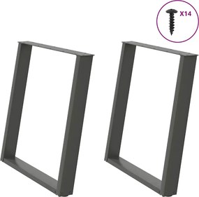vidaXL Πόδια Τραπεζαρίας σε Σχήμα U 2 τεμ. Ανθρακί 80x(72-73) εκ. Ατσάλι