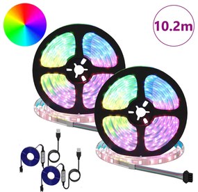 vidaXL Λωρίδα LED 2 pcs Μαύρο και Διαφανές 5100 χιλ