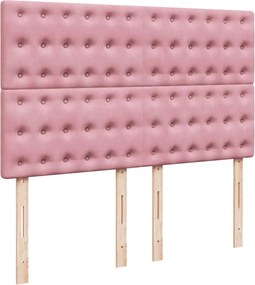 vidaXL Κρεβάτι Boxspring με Στρώμα Ροζ 140x200 εκ. Βελούδινο