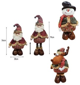 Διακοσμητικός Άγιος Βασίλης Υφασμάτινος με Ρυθμιζόμενο Ύψος 54–79cm - Fabric Santa Claus Decoration with Adjustable Height