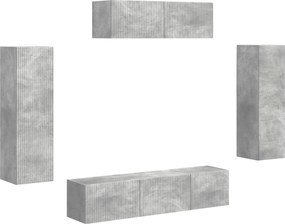 vidaXL Ντουλάπι TV 5 pcs Σκυρόδεμα Γκρι
