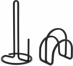 Umbra Squire Σετ Βάση Ρολού &amp; Χαρτοπετσετών Μαύρο – Μεταλλικό