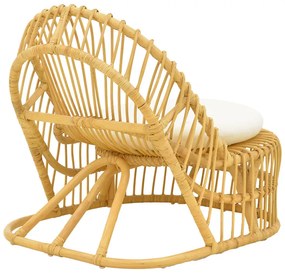 Πολυθρόνα Tromso paakoworld pe rattan σε φυσική απόχρωση με εκρού χρώμα μαξιλάρι 80x85x98εκ