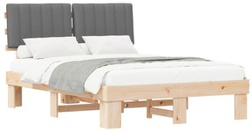 vidaXL Σκελετός Κρεβατιού με Επενδεδυμένο Κεφαλάρι Ανοιχτό γκρι