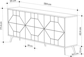 Μπουφές Dune Megapap χρώμα sapphire oak 184x35x77,4εκ.