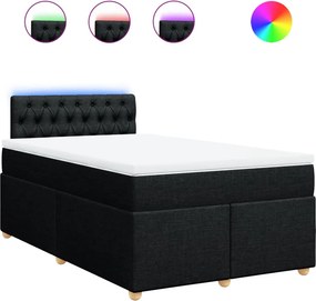 vidaXL Κρεβάτι Boxspring με Στρώμα Μαύρο 120x190 εκ. Υφασμάτινο