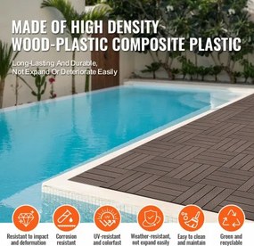 VEVOR Interlocking Deck Tiles Plastic Wood 27 Pack 12"x12" Waterproof for Porch