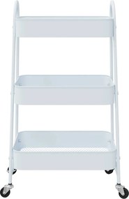 vidaXL Τρόλεϊ αποθήκευσης 3 επιπέδων Λευκό 42x41,5x77 cm Χάλυβας