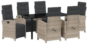 vidaXL Σέτ φαγητού για κήπο 7 pcs Ανοιχτό γκρι συνθετικό ρατάν