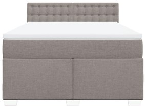 vidaXL Κρεβάτι Boxspring με Στρώμα Taupe 140x200 εκ. Υφασμάτινο