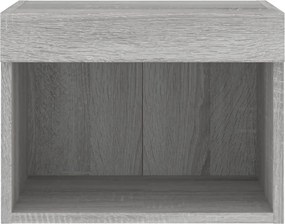 vidaXL Κομοδίνο Επιτοίχιο με Φώτα LED Γκρι Sonoma