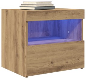 vidaXL Κομοδίνα με LED Φώτα 2 τμχ Καλλιτεχνική δρυς 50x40x45 εκ