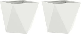 vidaXL Γλάστρα 2 pcs Λευκό 50 x 50 x 50 cm Ατσάλι
