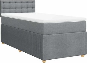 vidaXL Κρεβάτι Boxspring με Στρώμα Ανοιχτό Γκρι 90x190 εκ. Υφασμάτινο