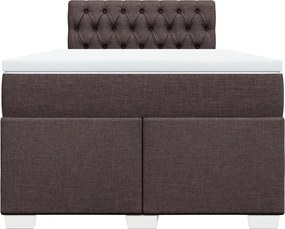 vidaXL Κρεβάτι Boxspring με Στρώμα Σκούρο Καφέ 120x190 εκ Υφασμάτινο