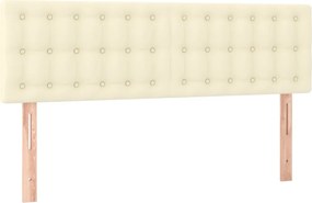 vidaXL Κρεβάτι Boxspring με Στρώμα Κρεμ 140x200εκ. από Συνθετικό Δέρμα