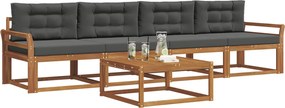 vidaXL Σειρά Καναπέ Εξωτερικού με μαξιλάρι 5 pcs Φυσικό και Ανθρακί