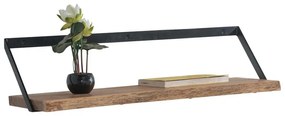 WOODWELL ΕΑ7072,1WALL-1 Ράφι Τοίχου Μέταλλο Βαφή Μαύρο, Ξύλο Ακακία Φυσικό 80x25x20cm ΕΑ7072,1