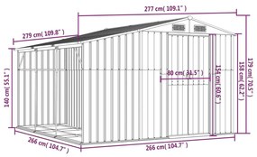 Αποθήκη Κήπου Ανθρακί 277 x 279 x 179 εκ. από Γαλβαν. Ατσάλι - Ανθρακί