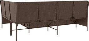 vidaXL Καναπές Κήπου Γωνιακός Καφέ Συνθ. Ρατάν Μαξιλάρια