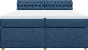 vidaXL Κρεβάτι Boxspring με Στρώμα Μπλε 200x200 εκ. Υφασμάτινο
