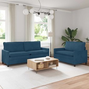 vidaXL Σετ Καναπέ 2 pcs Μπλε Βελούδο