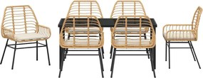 vidaXL Σέτ φαγητού για κήπο 7 pcs Καφέ συνθετικό ρατάν
