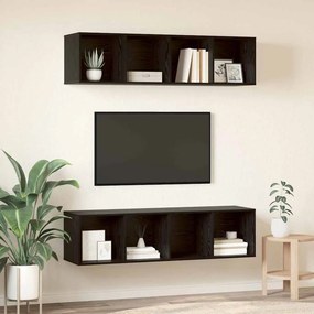 vidaXL Σετ επίπλου τηλεόρασης 2 pcs Μαύρη Οξυά Επεξεργασμένο Ξύλο