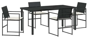 vidaXL Σέτ φαγητού για κήπο 5 pcs Μαύρο Χάλυβας με επίστρωση πούδρας
