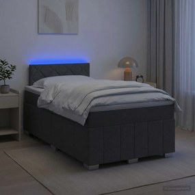 VidaXL Κρεβάτι box spring με στρώμα Σκούρο Γκρι 120 x 190 cm Ύφασμα