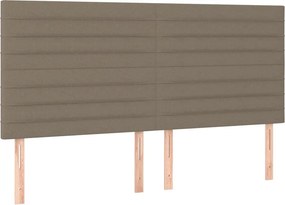 vidaXL Κρεβάτι Boxspring με Στρώμα &amp; LED Taupe 200x200 εκ. Υφασμάτινο